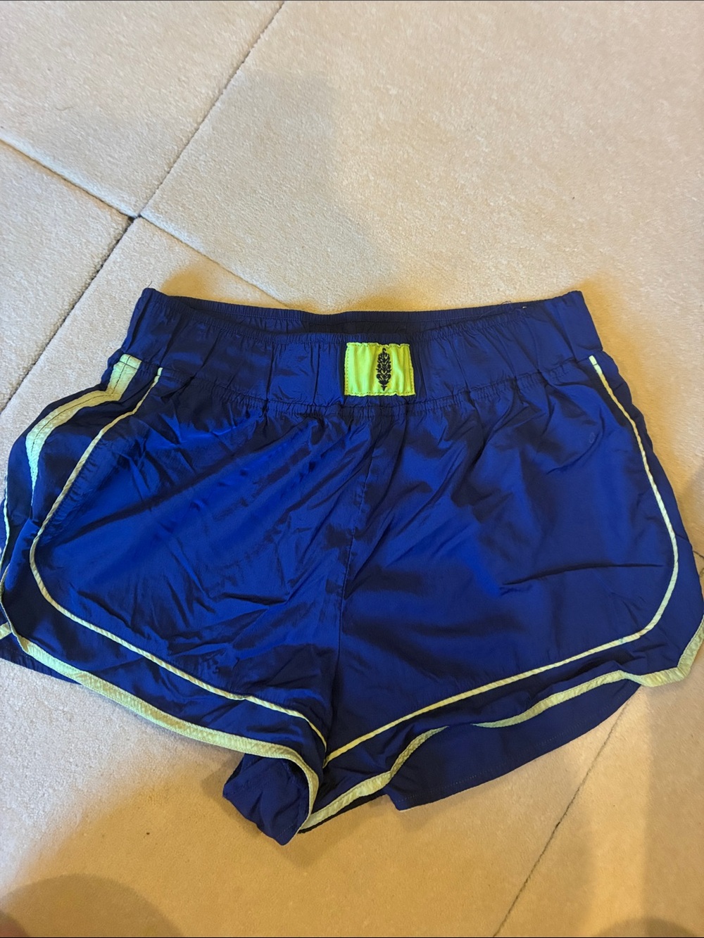 FP Movement by Free People Navy Athletic Shorts with Lime Trim